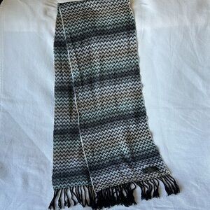 Unisex 100% Cashmere Ombre Chevron Fringe Ends Scarf OS